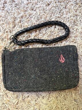 Volcom Black Speckled Wristlet with Pink Logo